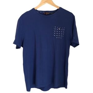 BEN SHERMAN Blue Cotton One-Pocket Tee